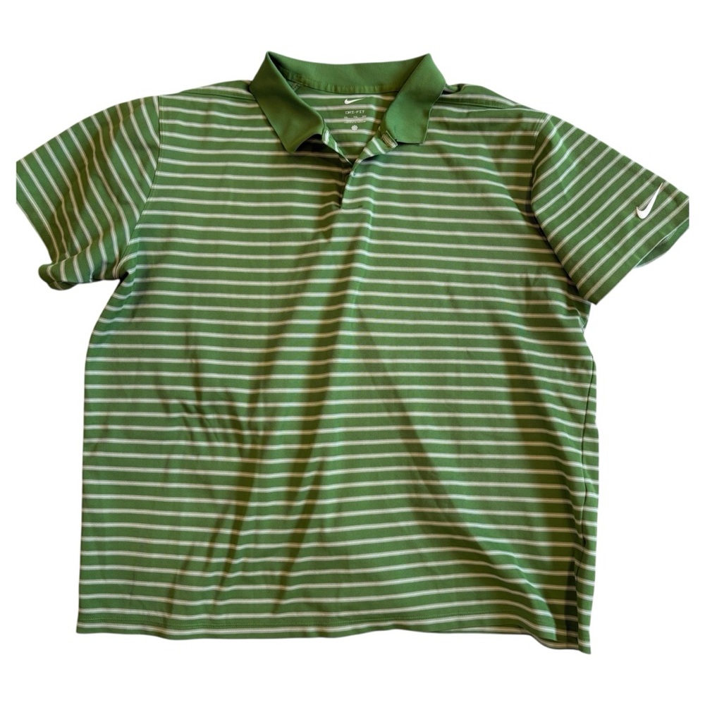 Nike Golf Polo Shirt Men Large Dri-Fit UV Sun Protection Short Sleeve Stripe XXL